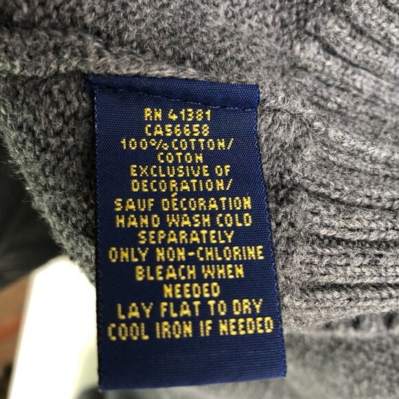Polo Ralph Lauren Mens Sweater Medium Pullover Mock Neck Cotton Gray Knit Cozy - Picture 9 of 12